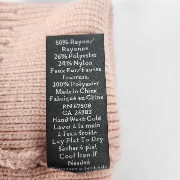 Vince Camuto Beanie Hat With Faux Fur Pom Pom Pale Pink Women's One Size - Picture 5 of 8